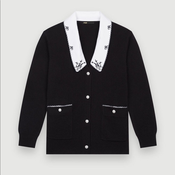 Maje Black and White Cardigan - Picture 3 of 3